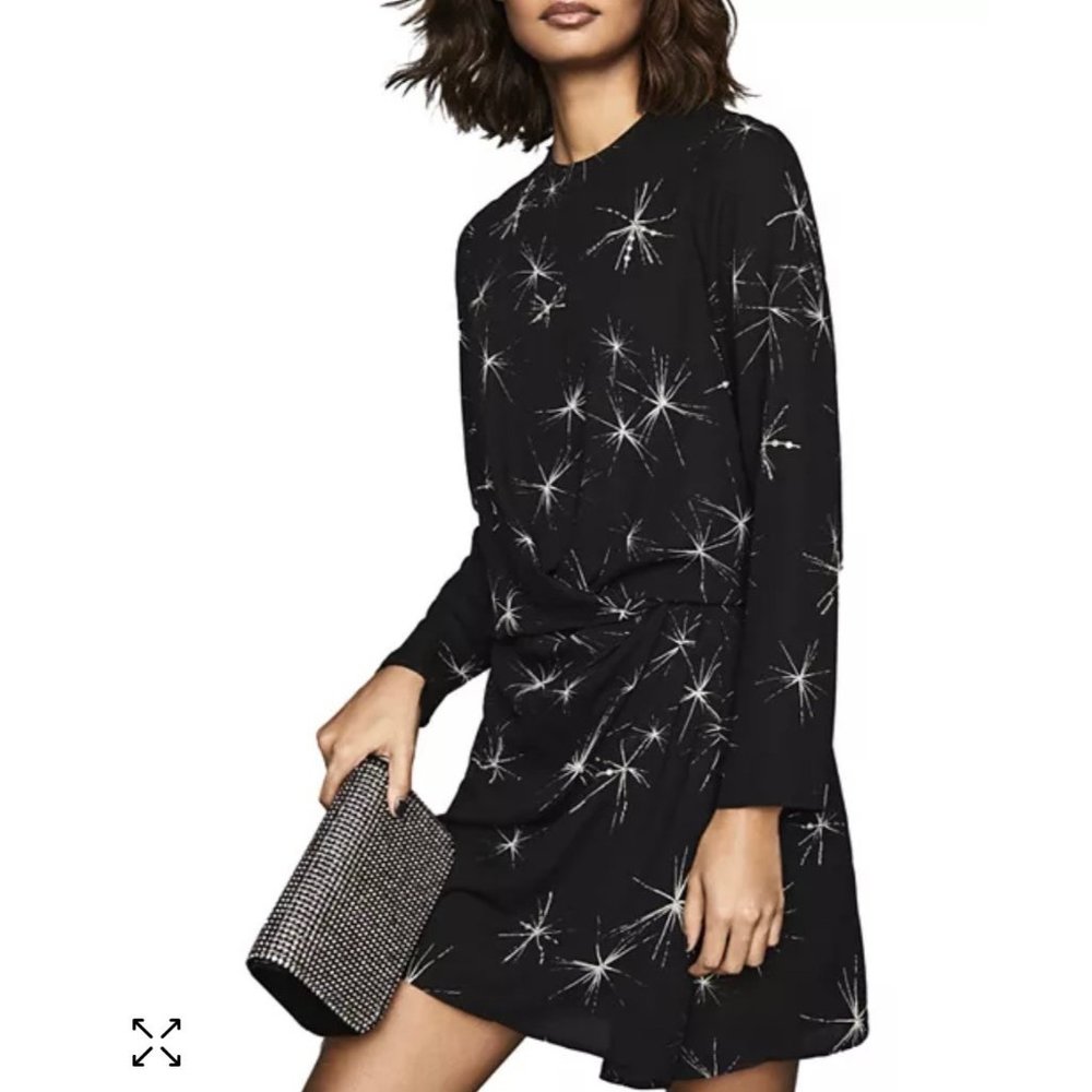 NWT Reiss 'Gabby' Star Embellished Dress in Black